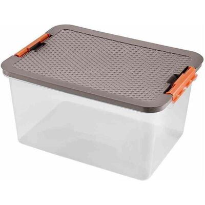 Heidrun, Boîte de rangement, Bac de rangement en plastique transparent, 52x37x27 cm Contenu : 38 l, couvercle aspect rotin (37 cm, 38 l) - Publicité Heidrun, Boîte de rangement, Bac de rangement en plastique transparent, 52x37x27 cm Contenu : 38 l, couvercle aspect rotin (37 cm, 38 l) - Publicité