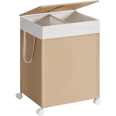 Songmics, Panier à linge, Panier à linge aspect rotin avec couvercle (100 l) - Publicité Songmics, Panier à linge, Panier à linge aspect rotin avec couvercle (100 l) - Publicité