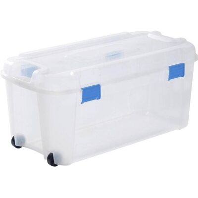 Curver Boîte de rangement, 243731 Aufbewahrungsbox TOTEM Box 80L, transparent / blau Transparent (80 l, 1x) - Publicité Curver Boîte de rangement, 243731 Aufbewahrungsbox TOTEM Box 80L, transparent / blau Transparent (80 l, 1x) - Publicité