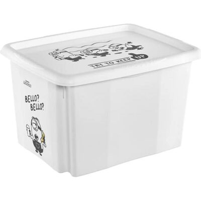 keeeper, Boîte de rangement, Aufbewahrungsbox karolina Minions Bello, 30 Liter Dreh-/Stapelbox mit Deckel, aus PP, weiss, mit (35 cm, 30 l) - Publicité keeeper, Boîte de rangement, Aufbewahrungsbox karolina Minions Bello, 30 Liter Dreh-/Stapelbox mit Deckel, aus PP, weiss, mit (35 cm, 30 l) - Publicité