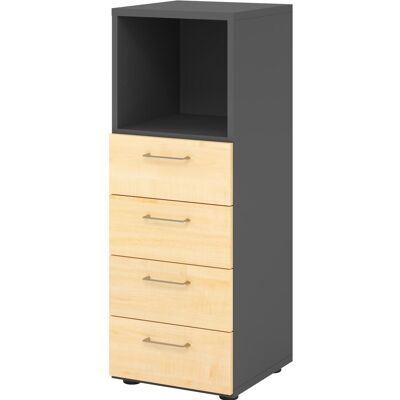 Eurokraft pro Renatus - Armoire de rangement - Ouverte, 4 tiroirs, Graphite & Érable - Publicité Eurokraft pro Renatus - Armoire de rangement - Ouverte, 4 tiroirs, Graphite & Érable - Publicité