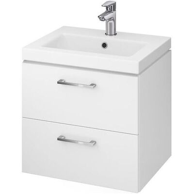 Ensemble lavabo mural blanc de 50 cm avec tiroirs à fermeture douce - Publicité Ensemble lavabo mural blanc de 50 cm avec tiroirs à fermeture douce - Publicité