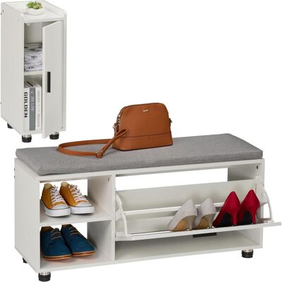 Relaxdays, Armoire à chaussures, ensemble banc à chaussures 2 pièces (100 x 35.50 x 48.50 cm) - Publicité Relaxdays, Armoire à chaussures, ensemble banc à chaussures 2 pièces (100 x 35.50 x 48.50 cm) - Publicité