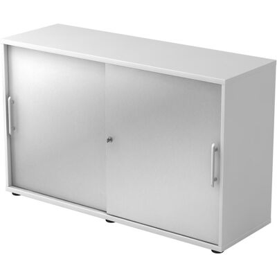 hjh OFFICE PRO BETA 1752S - Armoire à portes coulissantes blanc/silver - Publicité hjh OFFICE PRO BETA 1752S - Armoire à portes coulissantes blanc/silver - Publicité