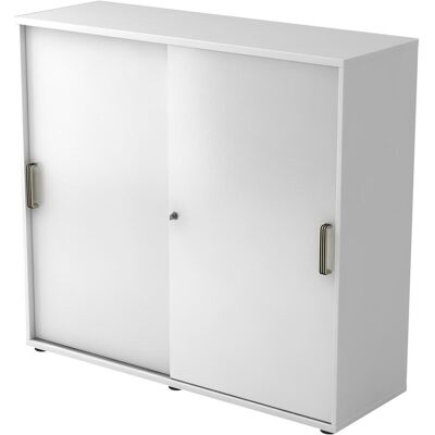Armoire Coulissante Blanche HAMMERBACHER - 2 Étagères - 120x40x110cm - Publicité Armoire Coulissante Blanche HAMMERBACHER - 2 Étagères - 120x40x110cm - Publicité