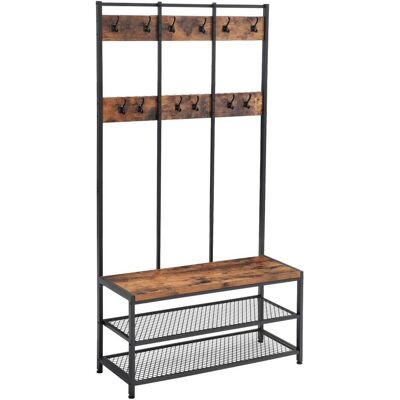 Songmics, Garde-robe + portant, Kleiderständer mit Schuhbank Stahlrahmen Braun - Publicité Songmics, Garde-robe + portant, Kleiderständer mit Schuhbank Stahlrahmen Braun - Publicité