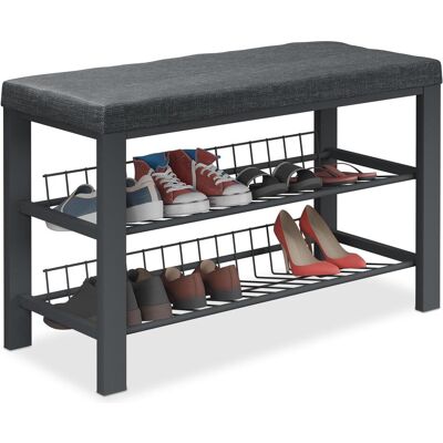 Relaxdays Banc à Chaussures Métal Tissu 6-8 Paires - Publicité Relaxdays Banc à Chaussures Métal Tissu 6-8 Paires - Publicité