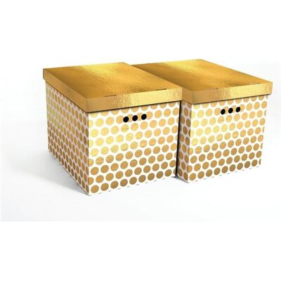 Domoletti, Boîte de rangement, CART BOX2 PLIABLE 44X35X32CM DOTS OR (32 cm) - Publicité Domoletti, Boîte de rangement, CART BOX2 PLIABLE 44X35X32CM DOTS OR (32 cm) - Publicité