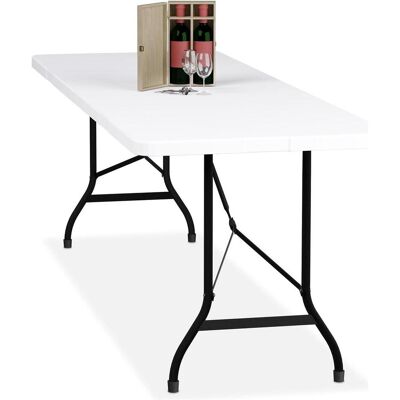 Table de Jardin Pliable Relaxdays - 75x220x68cm - Plastique et Acier - Publicité Table de Jardin Pliable Relaxdays - 75x220x68cm - Plastique et Acier - Publicité