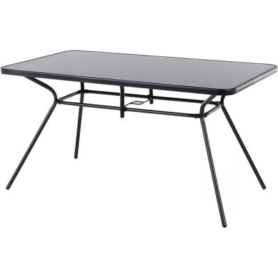 Beliani, Table de jardin + table de balcon, Ensemble de meubles de jardin acier noir 6 places LIVO (140 x 80 x 73 cm) - Publicité Beliani, Table de jardin + table de balcon, Ensemble de meubles de jardin acier noir 6 places LIVO (140 x 80 x 73 cm) - Publicité