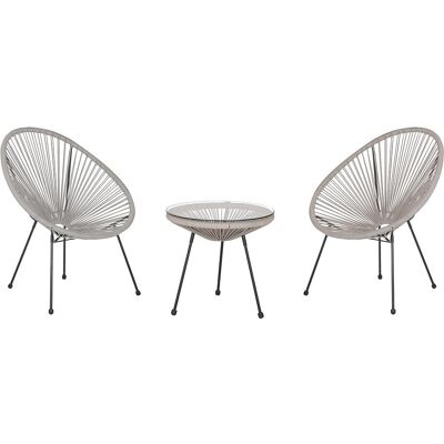 Beliani, Table de jardin + table de balcon, Set de balcon en rotin gris clair ACAPULCO II (50 x 50 x 49 cm) - Publicité Beliani, Table de jardin + table de balcon, Set de balcon en rotin gris clair ACAPULCO II (50 x 50 x 49 cm) - Publicité