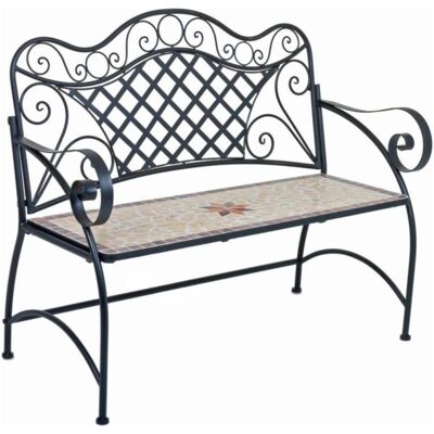 Banc de jardin en métal marron avec assise en mosaïque - Banc de jardin - Publicité Banc de jardin en métal marron avec assise en mosaïque - Banc de jardin - Publicité