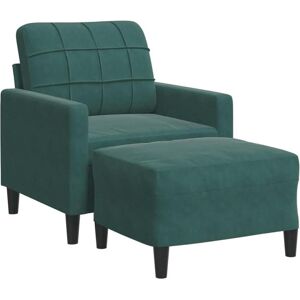 Fauteuil vidaXL avec tabouret - Velours vert foncé - 60cm - Publicité Fauteuil vidaXL avec tabouret - Velours vert foncé - 60cm - Publicité