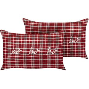 BELIANI Modèle Mochi Cushions Décoratifs Rouge Tartan Rectangulaire - Publicité BELIANI Modèle Mochi Cushions Décoratifs Rouge Tartan Rectangulaire - Publicité