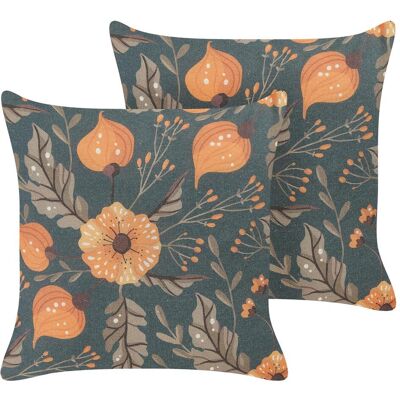 Beliani Ensemble de 2 Coussins Motif Floral 45 x 45 cm - Publicité Beliani Ensemble de 2 Coussins Motif Floral 45 x 45 cm - Publicité
