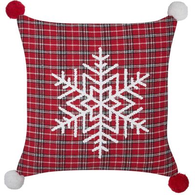 Beliani Ensemble de 2 Coussins - Motif de Noël à Tartan Rouge - Publicité Beliani Ensemble de 2 Coussins - Motif de Noël à Tartan Rouge - Publicité