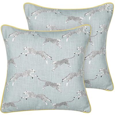 Beliani Ensemble de 2 Coussins - Motif Guépard, Coton, Gris - Publicité Beliani Ensemble de 2 Coussins - Motif Guépard, Coton, Gris - Publicité