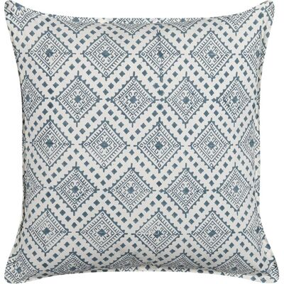 Coussin en coton bleu et blanc 45x45cm motif oriental - Publicité Coussin en coton bleu et blanc 45x45cm motif oriental - Publicité
