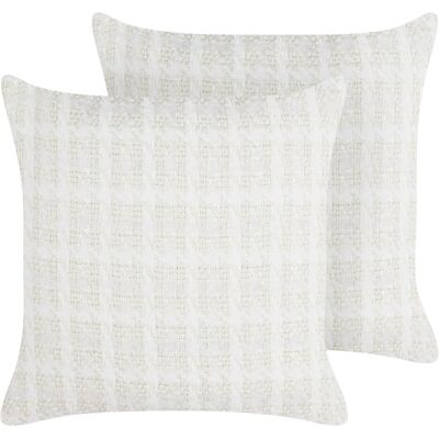 Beliani Ensemble de 2 Coussins DOURIS Carreaux 45 x 45 cm Beige Clair - Coussins - Publicité Beliani Ensemble de 2 Coussins DOURIS Carreaux 45 x 45 cm Beige Clair - Coussins - Publicité