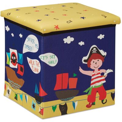 RELAXDAYS Pouf de rangement blanc, boîte à jouets pour enfants, design pirate - Publicité RELAXDAYS Pouf de rangement blanc, boîte à jouets pour enfants, design pirate - Publicité