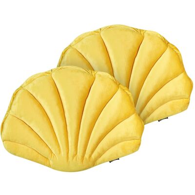 Beliani Coussin Velours Coquillage Jaune - Coussin - Publicité Beliani Coussin Velours Coquillage Jaune - Coussin - Publicité