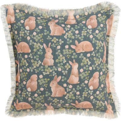 Beliani Ensemble de 2 coussins verts en coton et polyester avec motif de lapin - Publicité Beliani Ensemble de 2 coussins verts en coton et polyester avec motif de lapin - Publicité