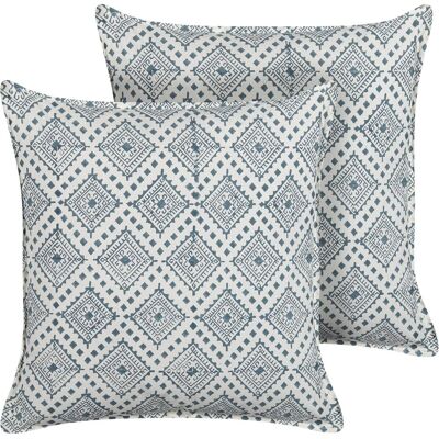 Beliani Cushions en Coton Bleu et Blanc 45x45cm - Cushions - Publicité Beliani Cushions en Coton Bleu et Blanc 45x45cm - Cushions - Publicité