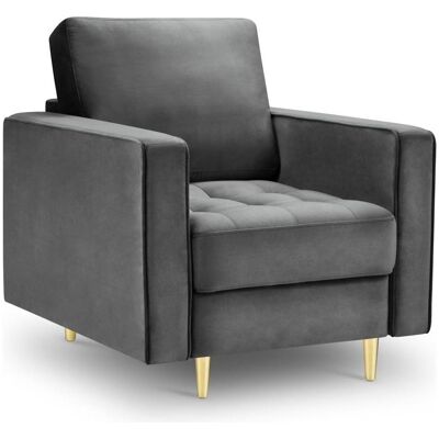 Cosmopolitan Design, Fauteuil, Fauteuil en velours, "Aspen", 1 Place, Gris Foncé, 80x90x90 Fabriqué en Europe - Publicité Cosmopolitan Design, Fauteuil, Fauteuil en velours, "Aspen", 1 Place, Gris Foncé, 80x90x90 Fabriqué en Europe - Publicité
