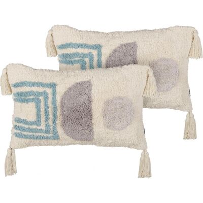 Ensemble de 2 Coussins en Coton Tuffetés - 30x50 cm - Blanc - Publicité Ensemble de 2 Coussins en Coton Tuffetés - 30x50 cm - Blanc - Publicité