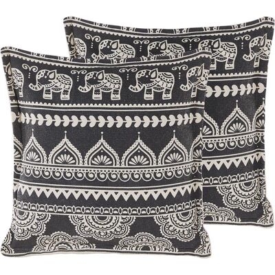 Beliani Ensemble de 2 Coussins - Coton, Noir & Blanc, 45x45cm - Publicité Beliani Ensemble de 2 Coussins - Coton, Noir & Blanc, 45x45cm - Publicité
