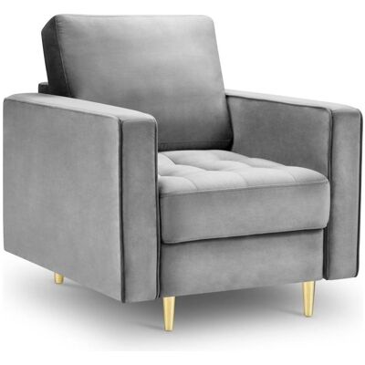 Cosmopolitan Design, Fauteuil, Fauteuil en velours, "Aspen", 1 Place, Gris, 80x90x90 Fabriqué en Europe - Publicité Cosmopolitan Design, Fauteuil, Fauteuil en velours, "Aspen", 1 Place, Gris, 80x90x90 Fabriqué en Europe - Publicité