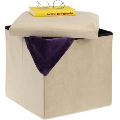 Relaxdays Pouf Pliable en Velours - 38cm - Publicité Relaxdays Pouf Pliable en Velours - 38cm - Publicité