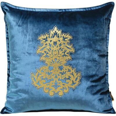 Eurofirany, Coussin décoratif, ROYAL 4 Housse de coussin en velours avec ornementation dorée, 45X45 cm, couleur : bleu (45 x 45 cm) - Publicité Eurofirany, Coussin décoratif, ROYAL 4 Housse de coussin en velours avec ornementation dorée, 45X45 cm, couleur : bleu (45 x 45 cm) - Publicité