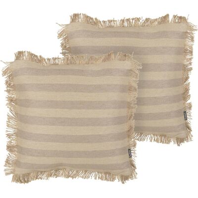 Beliani Ensemble de 2 Coussins Décoratifs - Jute Beige 45x45cm - Publicité Beliani Ensemble de 2 Coussins Décoratifs - Jute Beige 45x45cm - Publicité