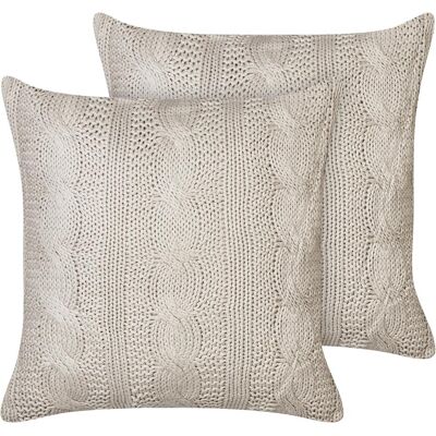 Beliani Ensemble de 2 Coussins - Coton Taupe - Décoration Maison - Publicité Beliani Ensemble de 2 Coussins - Coton Taupe - Décoration Maison - Publicité