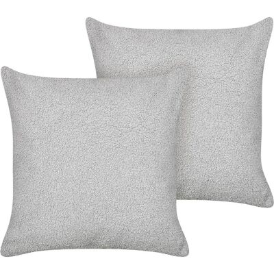 Ensemble de 2 coussins décoratifs - Bouclé gris 45x45 cm - Publicité Ensemble de 2 coussins décoratifs - Bouclé gris 45x45 cm - Publicité
