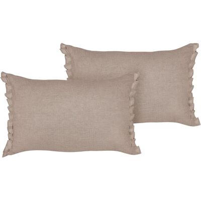 Beliani Ensemble de 2 Coussins Décoratifs Lin Beige Clair - Décoratif - Publicité Beliani Ensemble de 2 Coussins Décoratifs Lin Beige Clair - Décoratif - Publicité