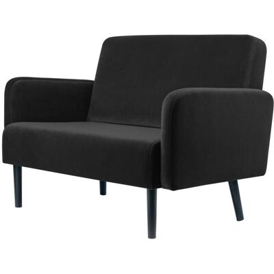 Canapé 2 places Lisoa velours polyester noir - Publicité Canapé 2 places Lisoa velours polyester noir - Publicité