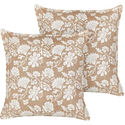 Beliani Coussins en Coton Floral - Ensemble de 2 45x45cm - Publicité Beliani Coussins en Coton Floral - Ensemble de 2 45x45cm - Publicité