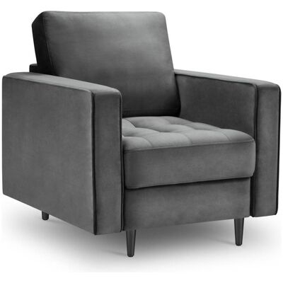 Cosmopolitan Design, Fauteuil, Fauteuil en velours, "Aspen", 1 Place, Gris Foncé, 80x90x90 Fabriqué en Europe - Publicité Cosmopolitan Design, Fauteuil, Fauteuil en velours, "Aspen", 1 Place, Gris Foncé, 80x90x90 Fabriqué en Europe - Publicité