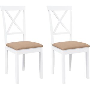 Chaises de salle à manger blanches avec coussins 2 pièces Bois de caoutchouc naturel - Publicité Chaises de salle à manger blanches avec coussins 2 pièces Bois de caoutchouc naturel - Publicité