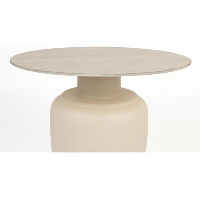 No name Karula - Table basse ronde effet travertin - Beige - Publicité No name Karula - Table basse ronde effet travertin - Beige - Publicité