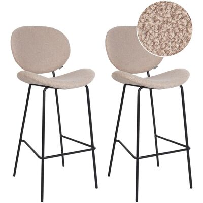 Beliani Ensemble de 2 Chaises de Bar Beige Clair Bouclé - Bar Chairs - Publicité Beliani Ensemble de 2 Chaises de Bar Beige Clair Bouclé - Bar Chairs - Publicité