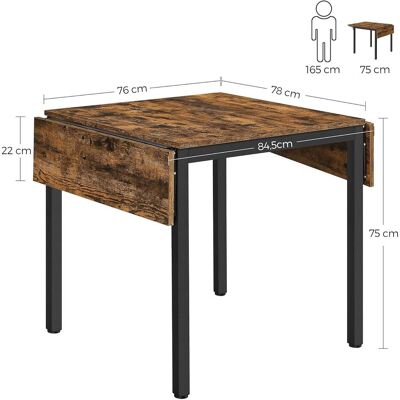 Table à manger extensible VASAGLE - Chêne rustique + noir - Publicité Table à manger extensible VASAGLE - Chêne rustique + noir - Publicité