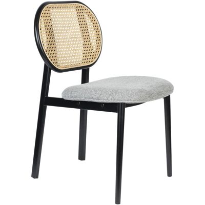 Zuiver Spike - Chaise de salle à manger en rotin et tissu - Gris clair - Publicité Zuiver Spike - Chaise de salle à manger en rotin et tissu - Gris clair - Publicité