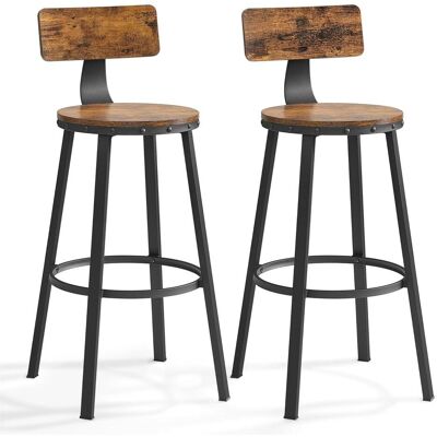 Songmics, Tabouret de bar, Barhocker 2er Set Metallgestell 73cm Vintagebraun - Publicité Songmics, Tabouret de bar, Barhocker 2er Set Metallgestell 73cm Vintagebraun - Publicité