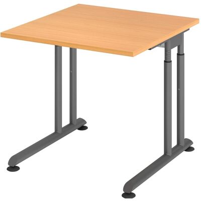 Bureau réglable en hauteur Hammerbacher ZS08 - 80x80cm, Gris & Hêtre - Publicité Bureau réglable en hauteur Hammerbacher ZS08 - 80x80cm, Gris & Hêtre - Publicité