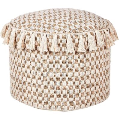 Pouf Beliani PIRAK Beige Coton 50cm - Ottoman - Publicité Pouf Beliani PIRAK Beige Coton 50cm - Ottoman - Publicité