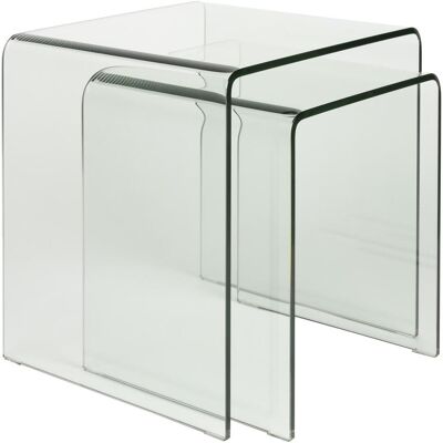 Dutchbone, Table basse, Side Table Vetro Set of 2 Transparant (40 x 45 x 45 cm) - Publicité Dutchbone, Table basse, Side Table Vetro Set of 2 Transparant (40 x 45 x 45 cm) - Publicité