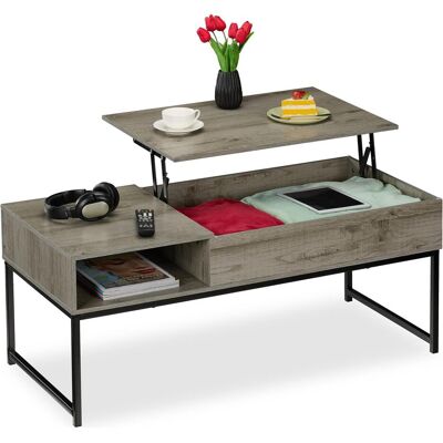 Table Basse Pliable avec Rangement - Gris - Publicité Table Basse Pliable avec Rangement - Gris - Publicité